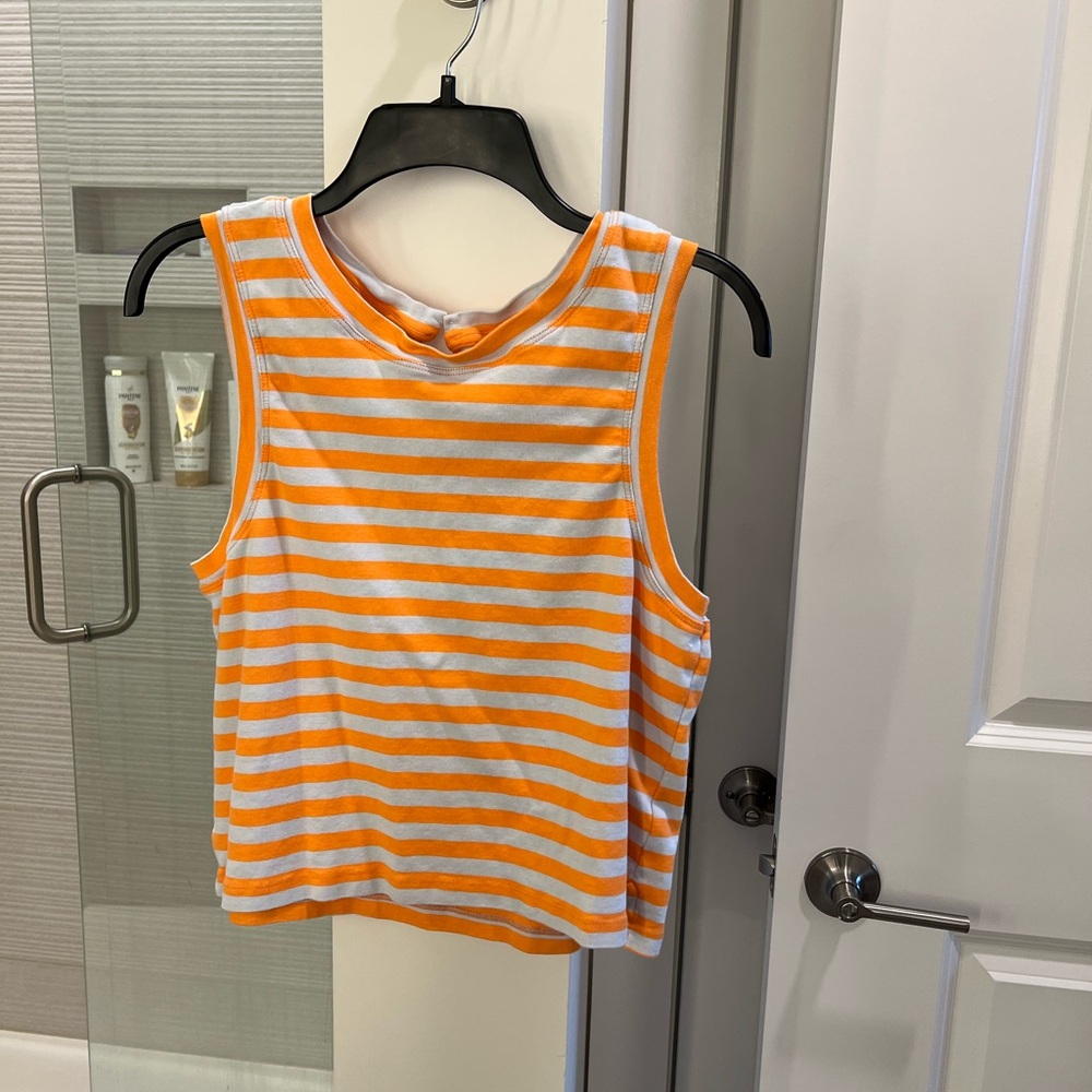 Anthropologie Orange Striped Tank Top
